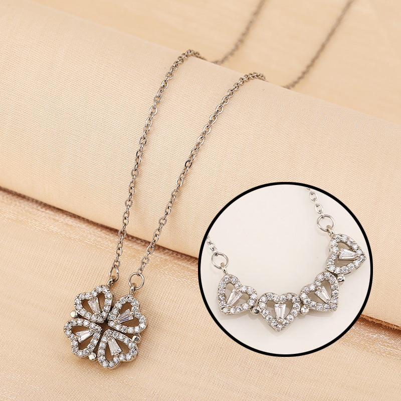 Collar Trébol 4 Corazones Acero Inoxidable - Elegancia y Buenaventura